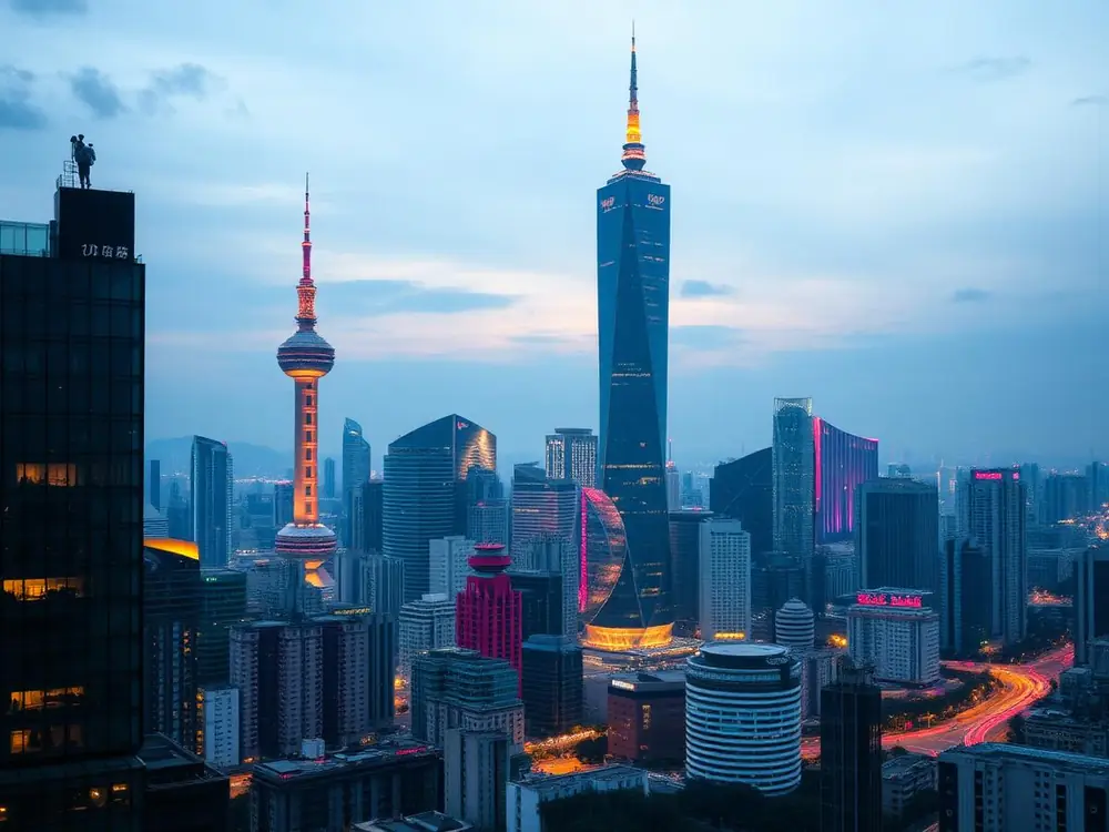 Skyline de Guangzhou com a Canton Tower